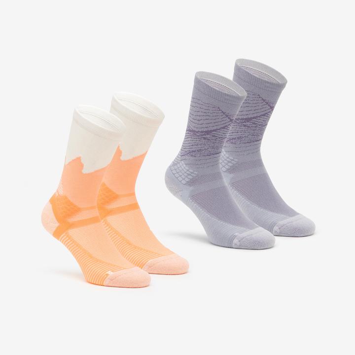 Produktbild Quechua Wandersocken hoch 2 Paar - Hike 500 grau/orange (39, 42)