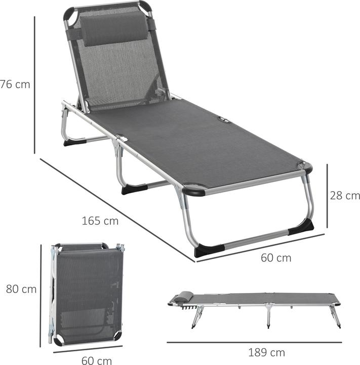 Produktbild Outsunny Gartenliege 5-stufig verstellbar (80 cm)