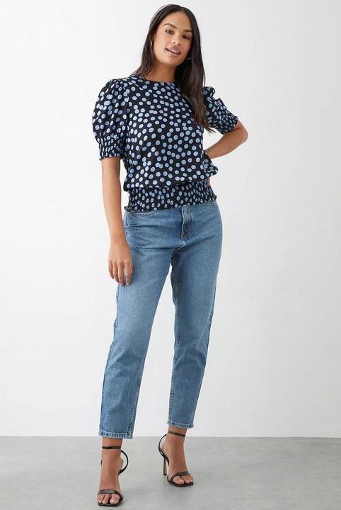Produktbild Dorothy Perkins Gepunktete Bluse mit gerafftem Saum (38 D)