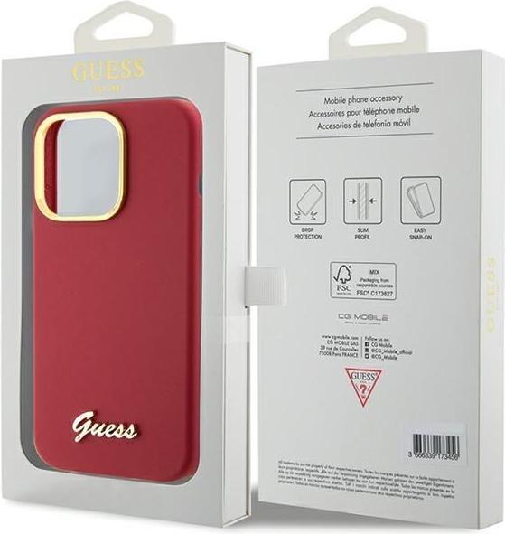 Produktbild Guess GUHCP15LSMBSLM iPhone 15 Pro 6.1" magenta hardcase Silicone Script Metal Logo & Frame (Apple iPhone 15 Pro)
