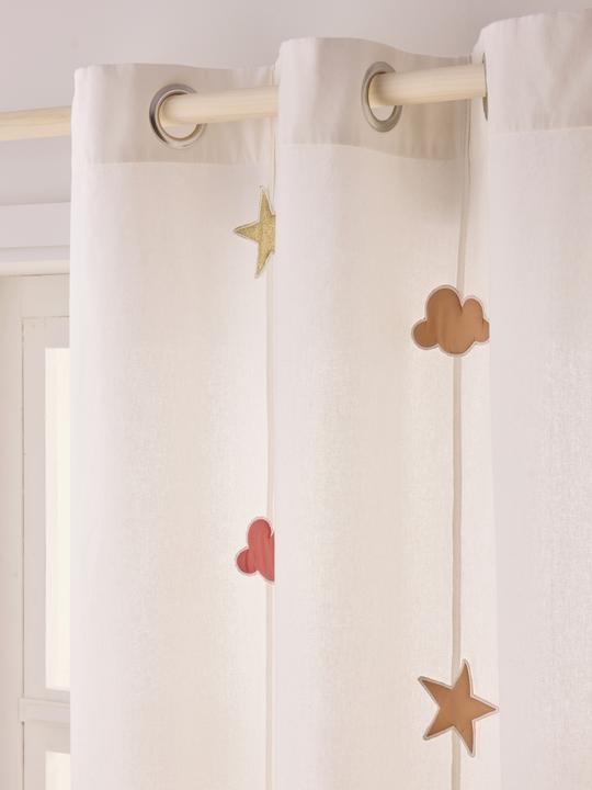 Actual product image Vertbaudet Kinderzimmer Vorhang STERNE & WOLKEN mit Ösen & Girlande (135 x 180 cm)