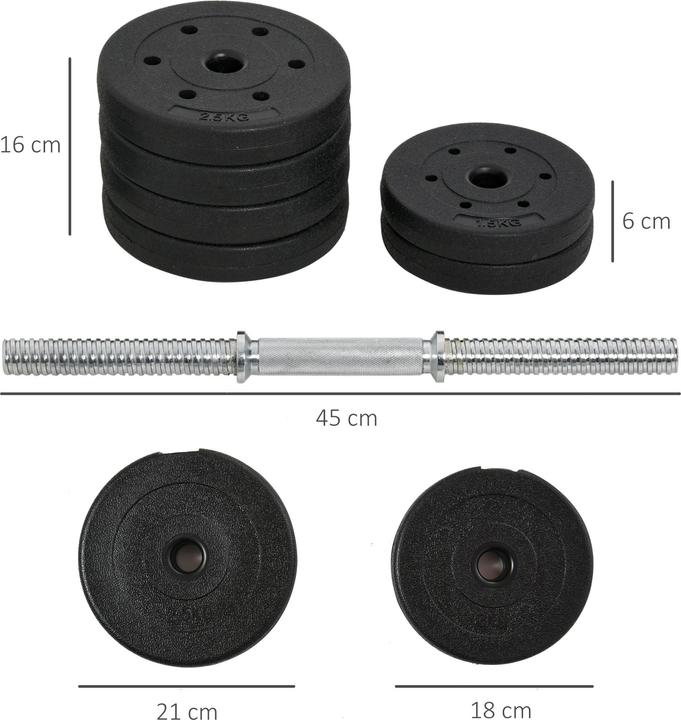 Actual product image Homcom Dumbbell set 30 kg (8 x 2.5 kg, 4 x 1.5 kg)
