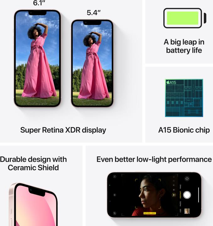Actual product image Apple iPhone 13 mini (128 GB, Pink, 5.40", SIM + eSIM, 12 Mpx, 5G)