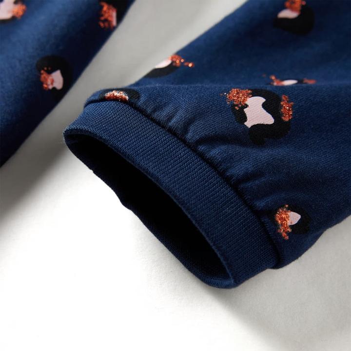 Actual product image VidaXL Children's dress with long sleeves navy blue 140,Material: 95 (140)