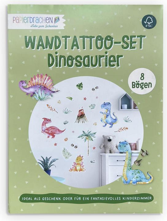 Immagine prodotto Papierdrachen Tatuaggi da parete - Dinosauri - Set 5 (2 x 22 x 32 cm)