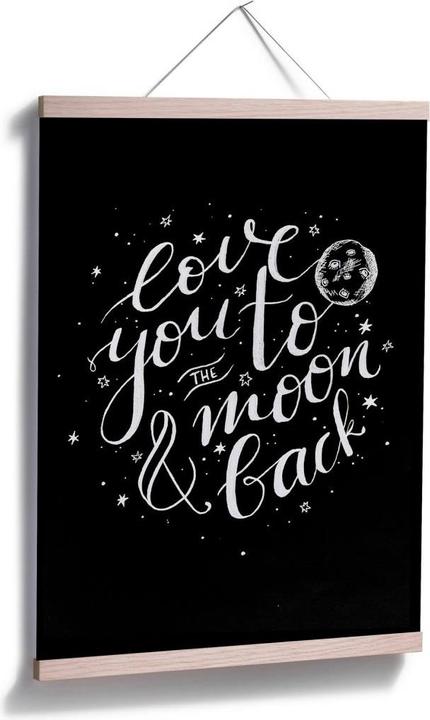 Produktbild Trenddeko Love you to the moon and back - handlettering - schwarz negativ (120 x 150 cm)