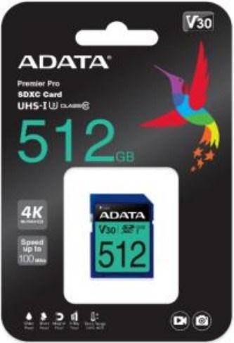 Immagine prodotto Adata Premier Pro SDXC UHS-I U3 Classe 10 (V30S) (512 GB, SDXC, U3, UHS-I)