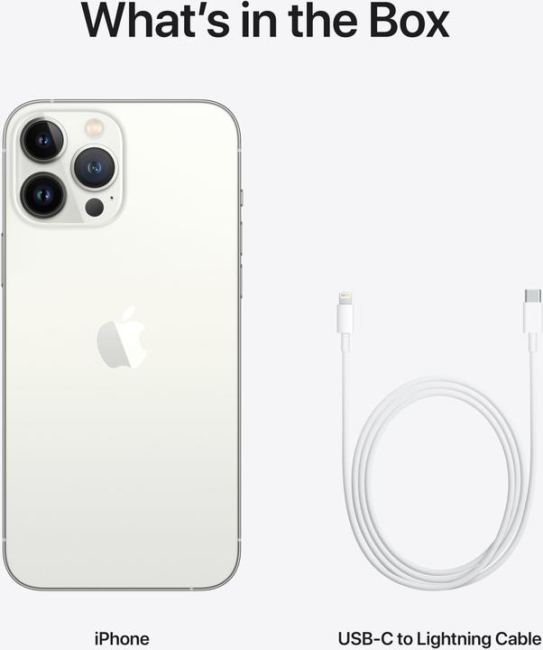 Produktbild Apple iPhone 13 Pro Max (128 GB, Silver, 6.70", SIM + eSIM, 12 Mpx, 5G)