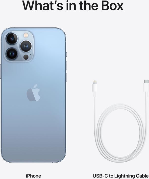 Produktbild Apple iPhone 13 Pro Max (128 GB, Sierra Blue, 6.70", SIM + eSIM, 12 Mpx, 5G)