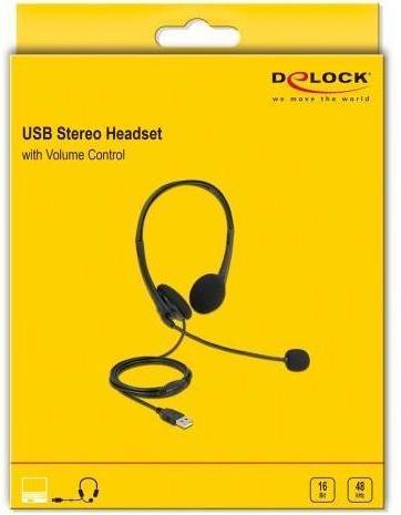 Actual product image Delock USB Stereo Headset with Volume Control for PC and Notebook (Cable, USB-A)