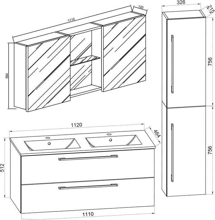 Actual product image VCM 4-piece double vanity bathroom furniture bathroom set washbasin double sink drawers ceramic