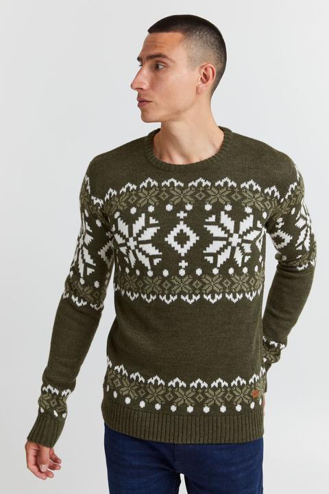 Image du produit Solid Norwig Pull En Grosse Maille Pull-Over Tricot Pour Homme Avec Encolure Rond (L)
