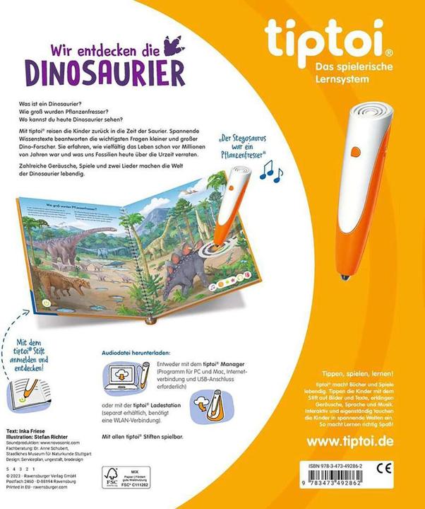 Actual product image tiptoi Wir entdecken die Dinosaurier (German, Inca Friesian, Stefan Richter, 2023)