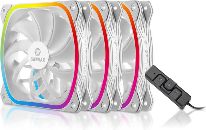 Enermax PC-Lüfter SquA RGB White 3er-Pack mit RGB Control Box (120 mm, 3 x)