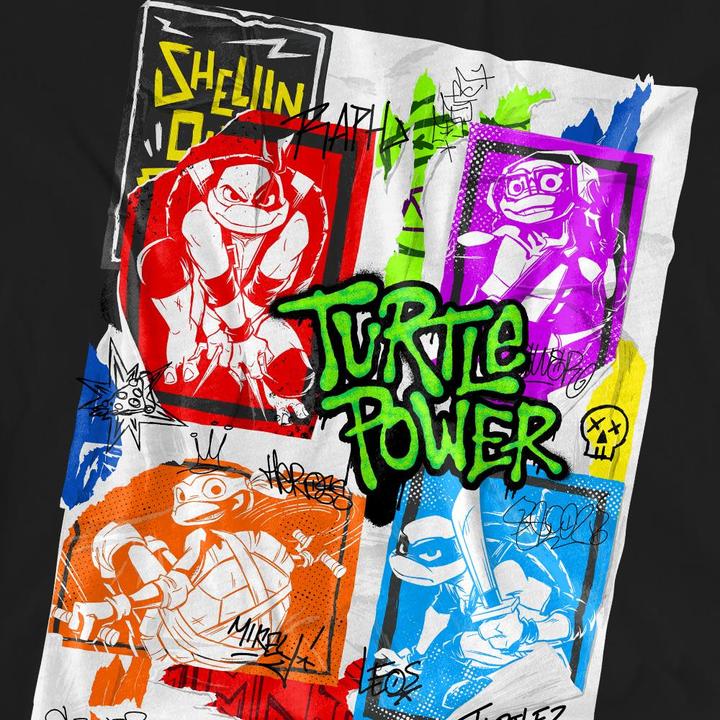 Actual product image Teenage Mutant NT Unisex Adult Lino Poster T-Shirt (M)