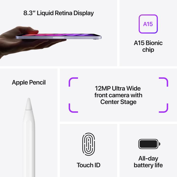 Produktbild Apple iPad mini 2021 (6.Gen) (nur WLAN, 8.30", 256 GB, Purple)
