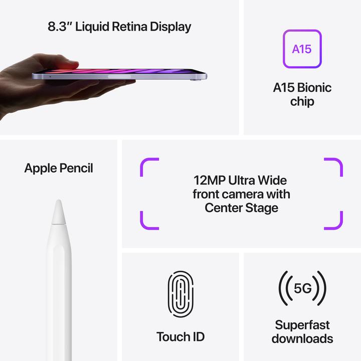 Productafbeelding Apple iPad mini 2021 (6e generatie) (5G, 8.30", 256 GB, Sterrenlicht)