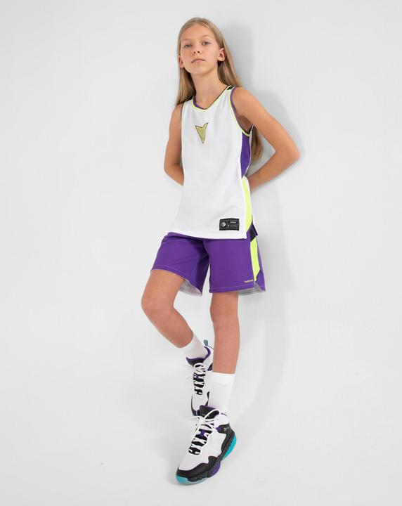 Immagine prodotto Tarmak Scarpe da basket intermedie da bambino SS500H - Bianco/Nero/Viola (35)