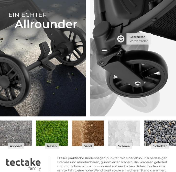 Image du produit tectake Poussette Buggy Finn, pliable, harnais à 5 points