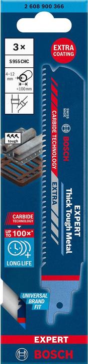 Produktbild Bosch Professional Zubehör EXPERT ‘Thick Tough Metal’ S 955 CHC Säbelsägeblatt, 3 Stück