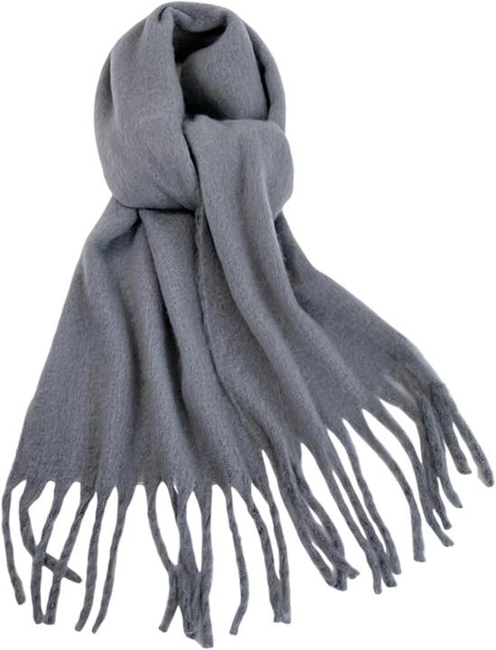 Produktbild Only-Bags.Store Solide Farbe Plüsch Warm Chunky Schal Lange Einfache Grosse Verdickte Quaste Schal Winter Outdoor