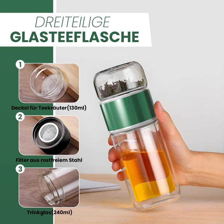 Produktbild Gewürzladen Näfels Drehbare Teeflasche aus hitzebeständigem Glas mit Teefilter - to go (0.24 l)