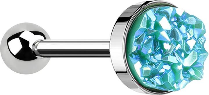 Produktbild Star Piercing Micro Barbell silber mit Druse Stein grün (ohne Messing, Chirurgenstahl 316L)