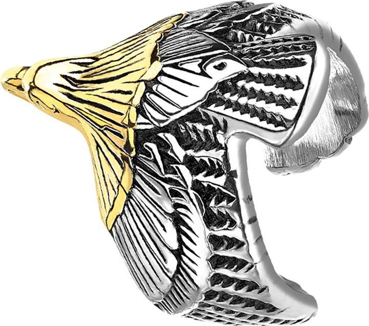 Actual product image Star Piercing Ring silver eagle with gold head (61, Steel)