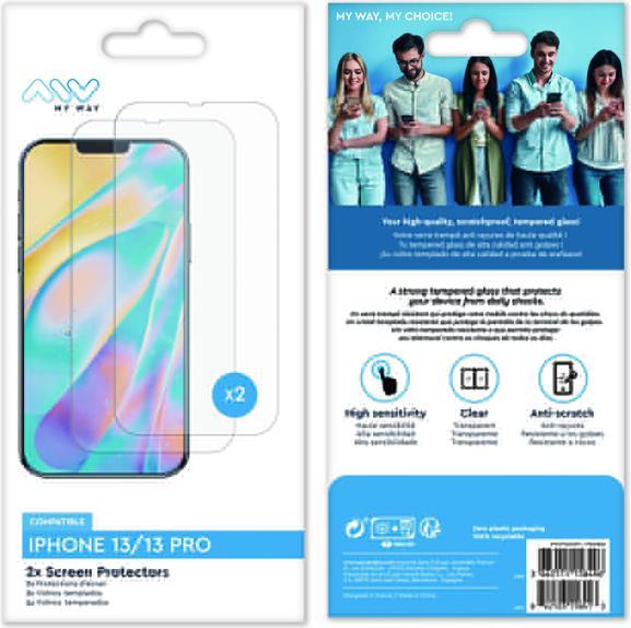 Immagine prodotto My Way Myway Pack 2 Verre Trempe Plat Iphone 13 13 Pro (2 Pezzo/i, Apple iPhone 13)