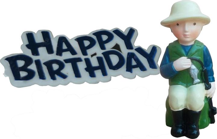 Actual product image Creative Fisherman Design Birthday Party Cake Topper