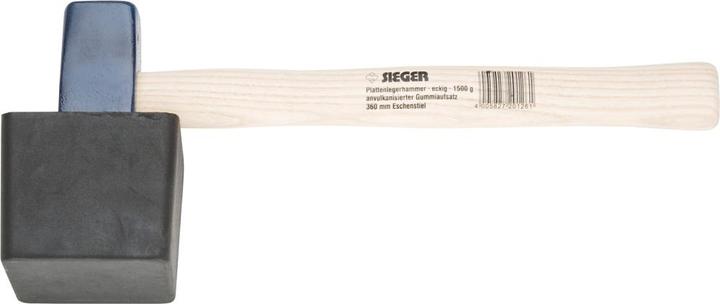 Produktbild Idealspaten 15 kg SIEGER-Plattenlegerhammer eckig mit Gummiaufsatz (1500 g)
