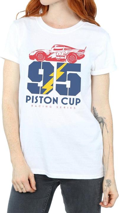 Actual product image Disney Womens/Ladies Cars Piston Cup 95 Cotton Boyfriend T-Shirt (M)