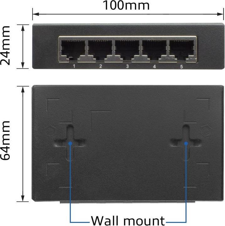 Actual product image 5-Port Gigabit Ethernet Switch (5 Ports)