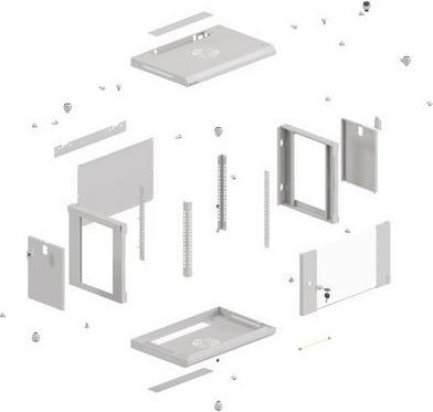 Actual product image Lanberg Rack-Schrank 19 6HE 540x350 grau mit Glastür (Flat Pack) (10.86 RU, 19 inch rack)