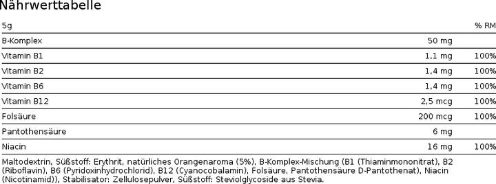 Valori nutrizionali e ingredienti Nature's Finest Bevanda B-Complex (1 Pezzo/i, Polvere)