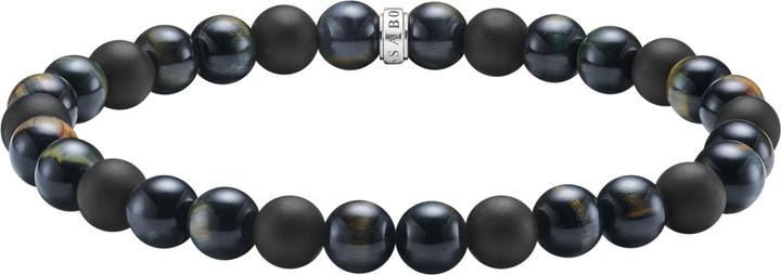 Immagine prodotto Thomas Sabo Bracciale talismano con occhio di tigre e perline di ossidiana (21 cm, Argento 925)