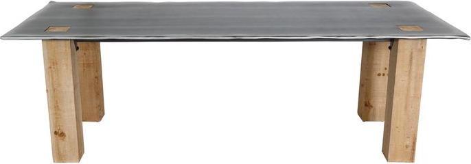 Actual product image Mendler Dining table HWC-L76, industrial solid wood 240x100cm, natural with metal look (77 x 240 x 100 cm)
