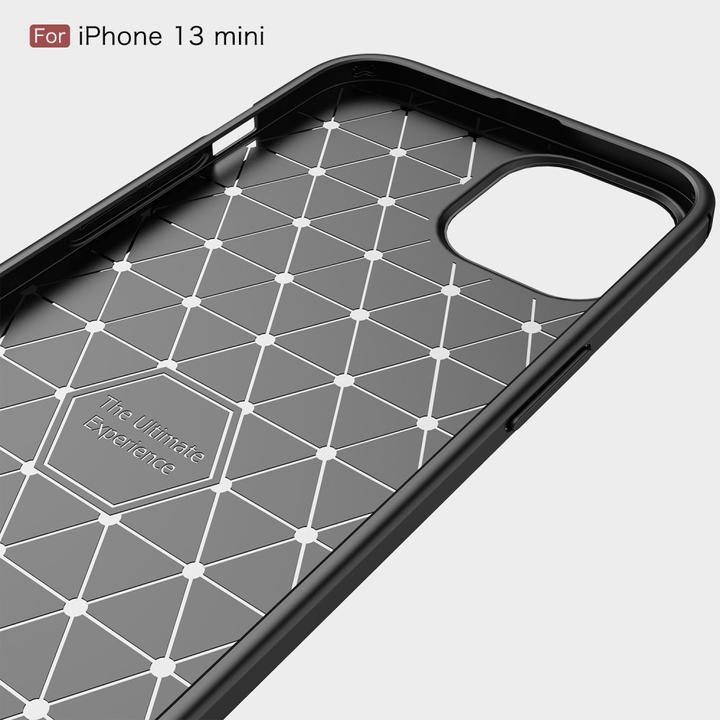 Actual product image Cover-Discount iPhone 13 mini - Metal Carbon Look Rubber Case Black (Apple iPhone 13 mini)