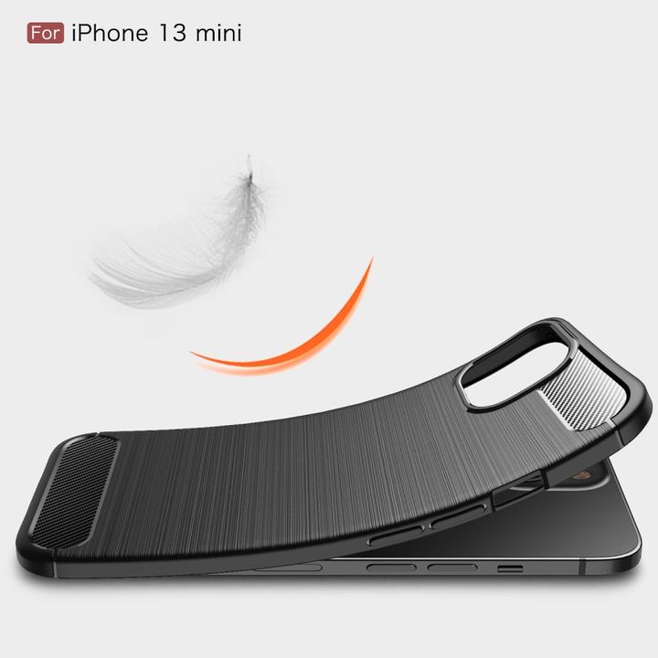 Actual product image Cover-Discount iPhone 13 mini - Metal Carbon Look Rubber Case Black (Apple iPhone 13 mini)