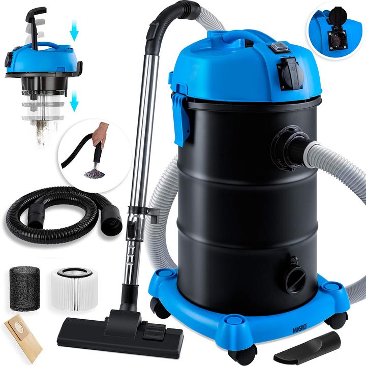 Masko 6IN1 Industriestaubsauger, Blau (Nass-Trockensauger)