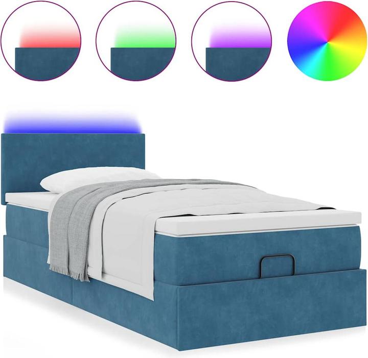 Actual product image VidaXL Ottoman bed with mattress dark blue 90x200 cm velvet (90 x 200 cm)