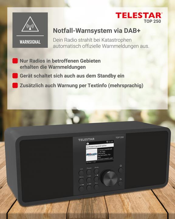 Image du produit Telestar TOP 250 DAB+ Internetradio schwarz (Webradio, DAB+ DAB, VHF, Bluetooth, WiFi)
