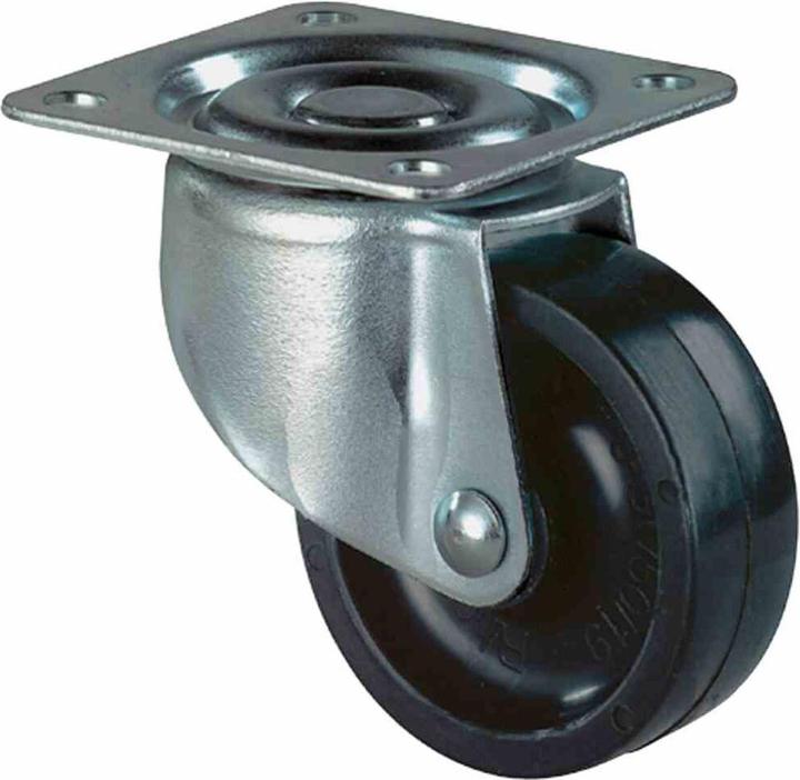 Image du produit BS Rollen Rouleau de renvoi D. de la roue 30 mm cap. charge 20 kg avec plaque de fixation plastique noir