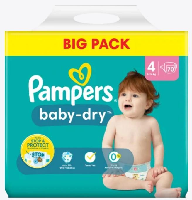 Image du produit Pampers Baby Dry Gr.4 Maxi 9-14kg Big Pack (Taille 4, Pack, 70 pièce(s))