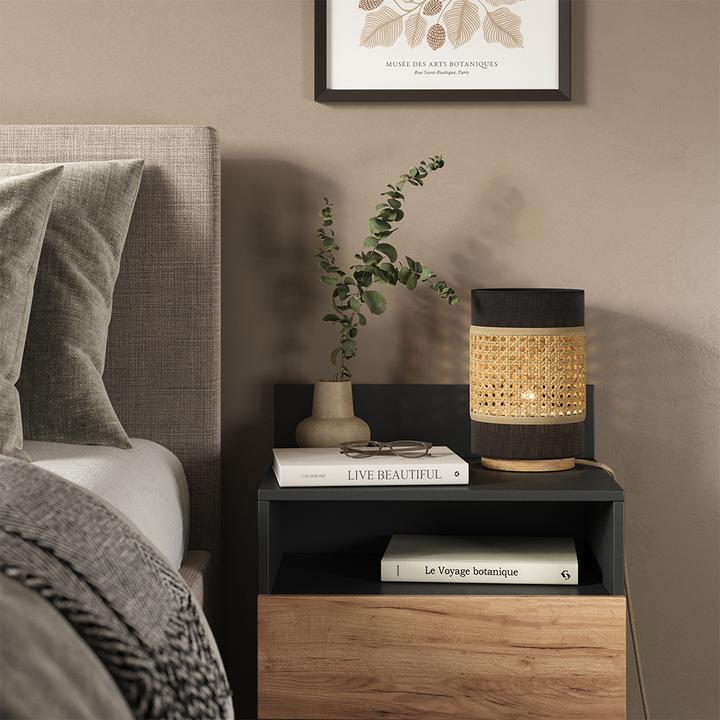 Actual product image Vicco Table lamp Morten, Rattan/black, 17.5 x 26.5 cm (E27)
