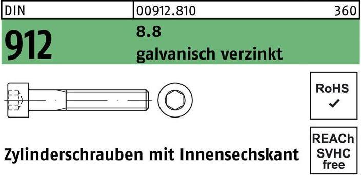 Actual product image Cheese head screw DIN 912 with hexagon socket M 18 x 120 8.8 galvanised (25 Screws per piece)