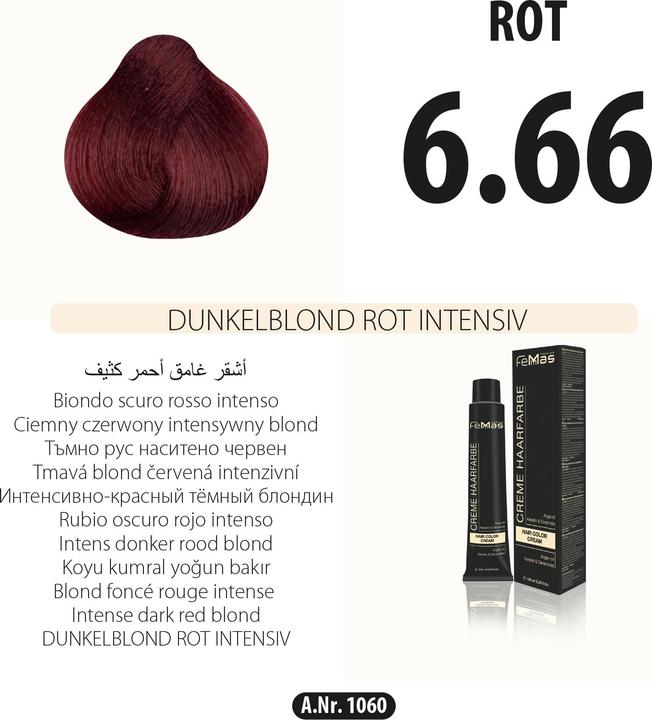 Actual product image FemMas 6.66) Hair Color Dark Blonde Red Intense 100ml (Dark Blonde Red Intensive 100ml)