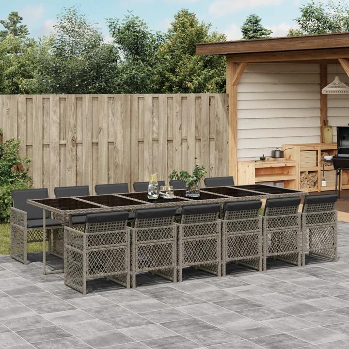 Produktbild VidaXL Gartenmöbel Essgruppe Gartengarnitur Sitzgruppe 13-tlg. Grau Poly Rattan (330 cm)