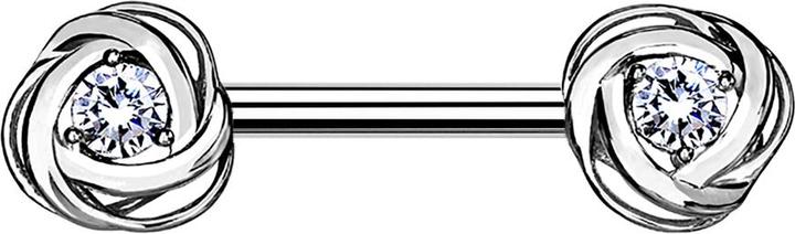 Image du produit Star Piercing Barbell silber Rosenblüte Kristall silber (Acier chirurgical 316L, Laiton)