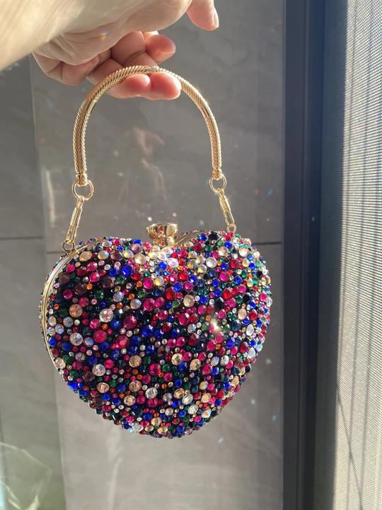 Only-Bags.Store Luxus Diamant Inlay Herzform Kristall Handtasche Steine Umhängetasche